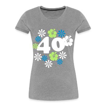 40 blumen - Women's Premium Organic T-Shirt - heather grey - Front - Mia (176cm)
