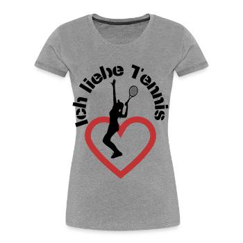 Ich liebe Tennis - Frauen Premium Bio T-Shirt - Grau meliert - Vorne - Mia (176cm)