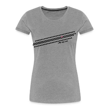 i love my car - Frauen Premium Bio T-Shirt - Grau meliert - Vorne - Mia (176cm)
