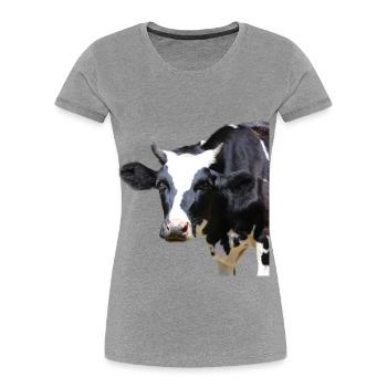 funny cow cow head gift farmers farmers - Women's Premium Organic T-Shirt - heather grey - Front - Mia (176cm)