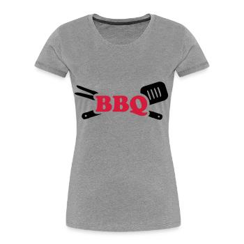 BBQ - Frauen Premium Bio T-Shirt - Grau meliert - Vorne - Mia (176cm)