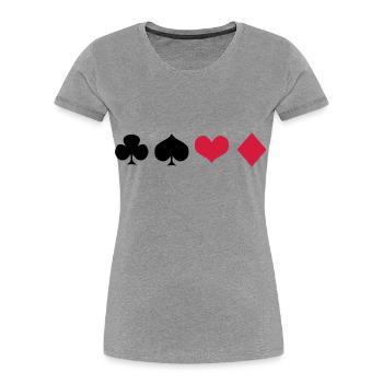 Kreuz Pik Herz Ass - Frauen Premium Bio T-Shirt - Grau meliert - Vorne - Mia (176cm)