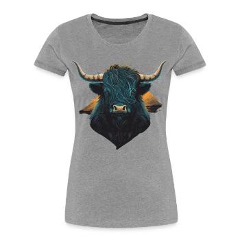 Himalaya Yak - Frauen Premium Bio T-Shirt - Grau meliert - Vorne - Mia (176cm)
