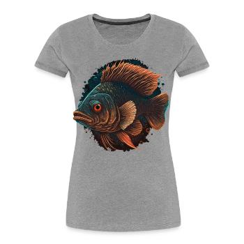 Tiefseefisch-Illustration - Frauen Premium Bio T-Shirt - Grau meliert - Vorne - Mia (176cm)