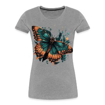 Papillon tropical - T-shirt bio Premium Femme - gris chiné - Devant - Mia (176cm)
