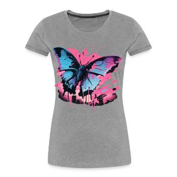 Lovely Vaporwave Butterfly - Women's Premium Organic T-Shirt - heather grey - Front - Mia (176cm)