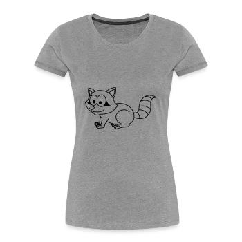Raccoon Comic Animal - Women's Premium Organic T-Shirt - heather grey - Front - Mia (176cm)