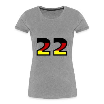 22 Zahl Deutschland Trikot - Frauen Premium Bio T-Shirt - Grau meliert - Vorne - Mia (176cm)