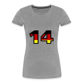 14 Zahl Deutschland Trikot - Frauen Premium Bio T-Shirt - Grau meliert - Vorne - Mia (176cm)