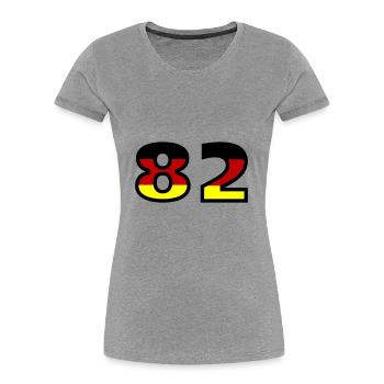 82 Numéro Allemagne Jersey - T-shirt bio Premium Femme - gris chiné - Devant - Mia (176cm)