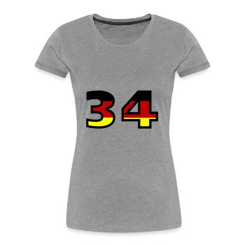 34 Numéro Allemagne Jersey - T-shirt bio Premium Femme - gris chiné - Devant - Mia (176cm)