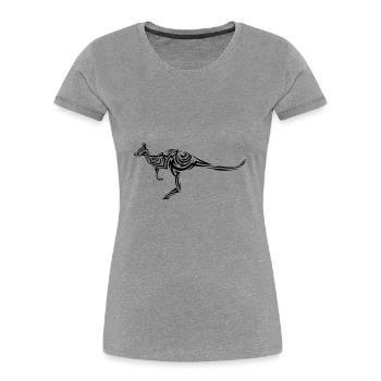 Kangaroo Tribal Tattoo - Frauen Premium Bio T-Shirt - Grau meliert - Vorne - Mia (176cm)