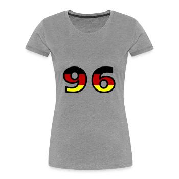 96 Numéro Allemagne Jersey - T-shirt bio Premium Femme - gris chiné - Devant - Mia (176cm)