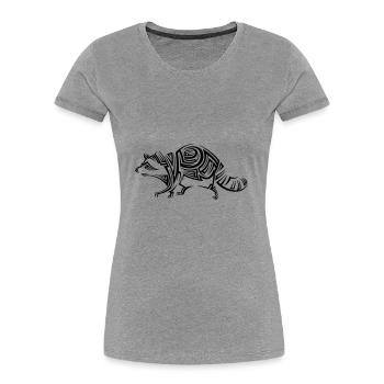 Waschbär Tribal Tattoo - Frauen Premium Bio T-Shirt - Grau meliert - Vorne - Mia (176cm)