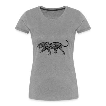 Tatouage tribal de calmar - T-shirt bio Premium Femme - gris chiné - Devant - Mia (176cm)