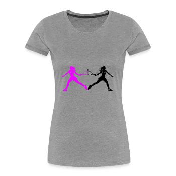 Silhouette de joueur de tennis - T-shirt bio Premium Femme - gris chiné - Devant - Mia (176cm)