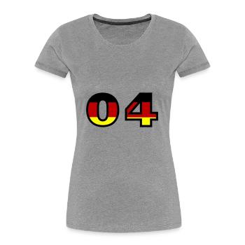 Maillot Allemagne numéro 4 - T-shirt bio Premium Femme - gris chiné - Devant - Mia (176cm)