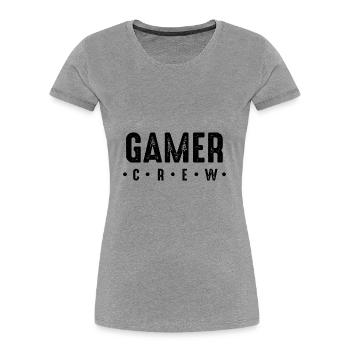 Équipage de joueurs - T-shirt bio Premium Femme - gris chiné - Devant - Mia (176cm)