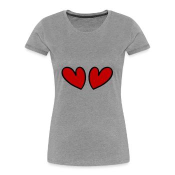Symbole de l’amour des cœurs - T-shirt bio Premium Femme - gris chiné - Devant - Mia (176cm)