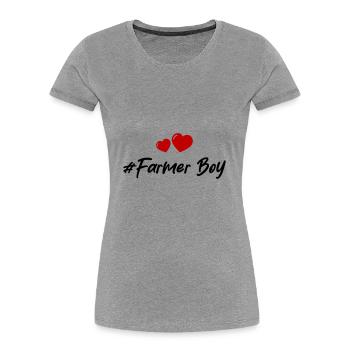 Fermier garçon coeur amour - T-shirt bio Premium Femme - gris chiné - Devant - Mia (176cm)