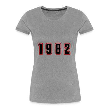 1982 Jahr Zahl - Frauen Premium Bio T-Shirt - Grau meliert - Vorne - Mia (176cm)