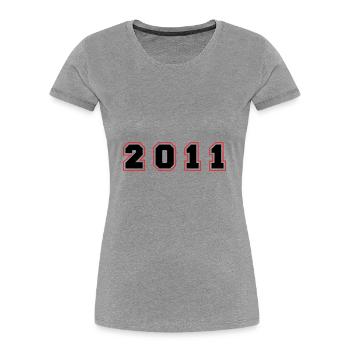 Numéro de l’année 2011 - T-shirt bio Premium Femme - gris chiné - Devant - Mia (176cm)