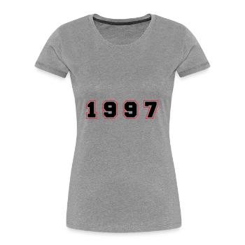 1997 Jahr Zahl - Frauen Premium Bio T-Shirt - Grau meliert - Vorne - Mia (176cm)