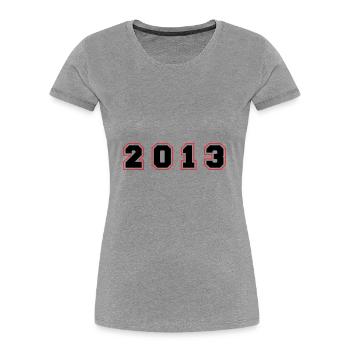 Numéro de l’année 2013 - T-shirt bio Premium Femme - gris chiné - Devant - Mia (176cm)