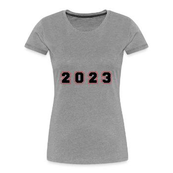 2023 Jahr Zahl - Frauen Premium Bio T-Shirt - Grau meliert - Vorne - Mia (176cm)