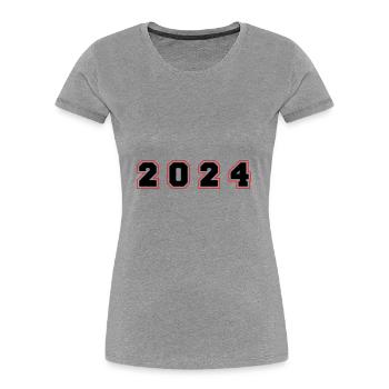 2024 Jahr Zahl - Frauen Premium Bio T-Shirt - Grau meliert - Vorne - Mia (176cm)