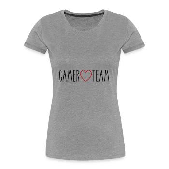 Cœur de l’équipe des joueurs - T-shirt bio Premium Femme - gris chiné - Devant - Mia (176cm)