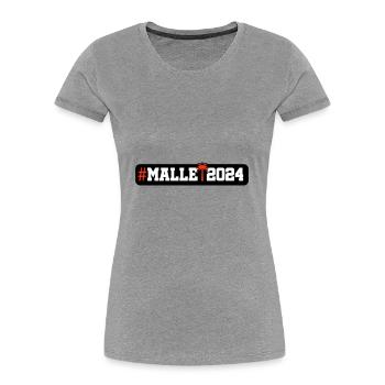 Malle 2024 - Frauen Premium Bio T-Shirt - Grau meliert - Vorne - Mia (176cm)
