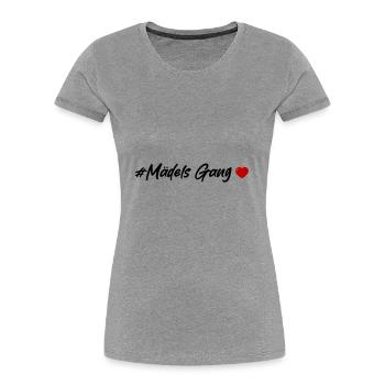 Filles Gang Équipe Femmes Coeur - T-shirt bio Premium Femme - gris chiné - Devant - Mia (176cm)