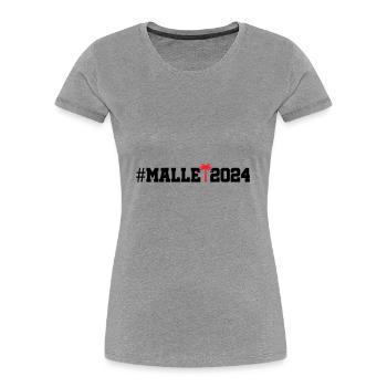 Malle 2024 - Frauen Premium Bio T-Shirt - Grau meliert - Vorne - Mia (176cm)