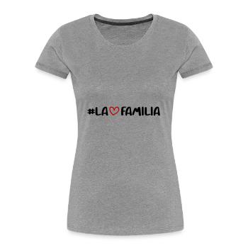 La Familia Herz - Frauen Premium Bio T-Shirt - Grau meliert - Vorne - Mia (176cm)