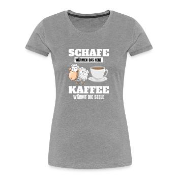 Landwirt Schafe Kaffee Hirte Lustig - Frauen Premium Bio T-Shirt - Grau meliert - Vorne - Mia (176cm)