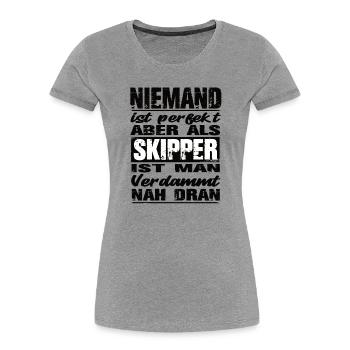 Skipper - Frauen Premium Bio T-Shirt - Grau meliert - Vorne - Mia (176cm)