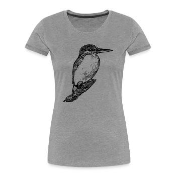 Vintage Eleganter Eisvogel - Vogel Natur Motiv - Frauen Premium Bio T-Shirt - Grau meliert - Vorne - Mia (176cm)
