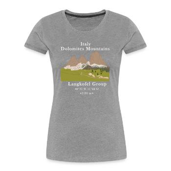 Italien Dolomiten Langkofel Gruppe Berge - Frauen Premium Bio T-Shirt - Grau meliert - Vorne - Mia (176cm)