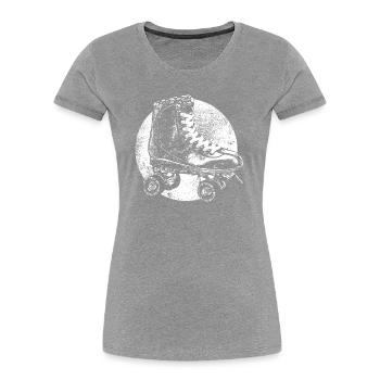 Rollschuh - Frauen Premium Bio T-Shirt - Grau meliert - Vorne - Mia (176cm)