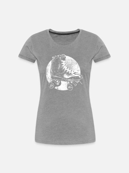 Rollschuh - Frauen Premium Bio T-Shirt - Grau meliert