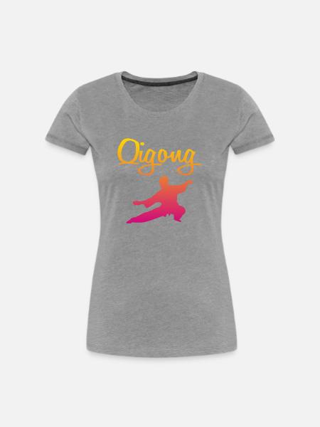 Qigong - Frauen Premium Bio T-Shirt - Grau meliert