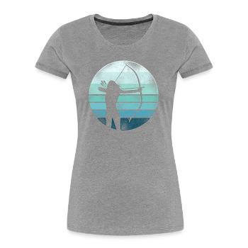 Archery Bow Archer Girl Retro - Frauen Premium Bio T-Shirt - Grau meliert - Vorne - Mia (176cm)