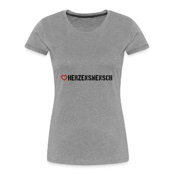 Herzensmensch Herz - Frauen Premium Bio T-Shirt - Grau meliert - Vorne - Mia (176cm)