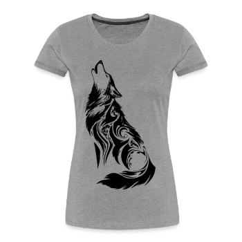 Nordic Wolf Tribal Tattoo - Women's Premium Organic T-Shirt - heather grey - Front - Mia (176cm)