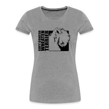 Profil Wheaten Terrier à poil doux Chiens Wilsigns - T-shirt bio Premium Femme - gris chiné - Devant - Mia (176cm)