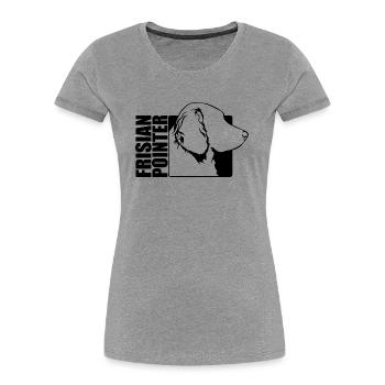 Frison Pointer Profile Chiens Chien Wilsigns - T-shirt bio Premium Femme - gris chiné - Devant - Mia (176cm)
