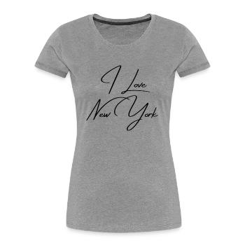 I Love New York - Frauen Premium Bio T-Shirt - Grau meliert - Vorne - Mia (176cm)