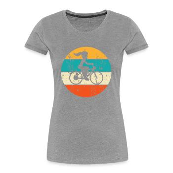 Fahrradmotiv Fahrrad Fahrradfahrer Fahrradfahren - Frauen Premium Bio T-Shirt - Grau meliert - Vorne - Mia (176cm)
