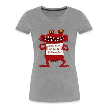 Süßimonster - Frauen Premium Bio T-Shirt - Grau meliert - Vorne - Mia (176cm)